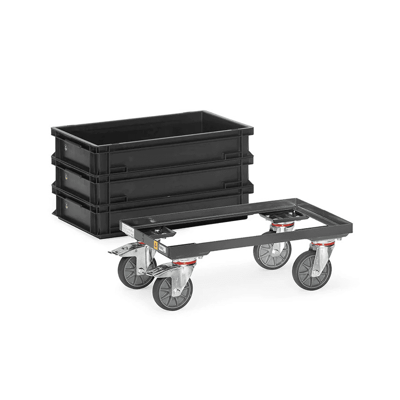 Fetra ESD-Eurokasten-Roller mit offenem Rahmen, 611 x 414 x 209 mm
