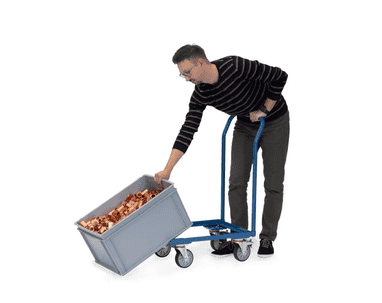 Rouleur pour bacs européens 250 kg, cadre ouvert, avec arceau de poussée tubulaire