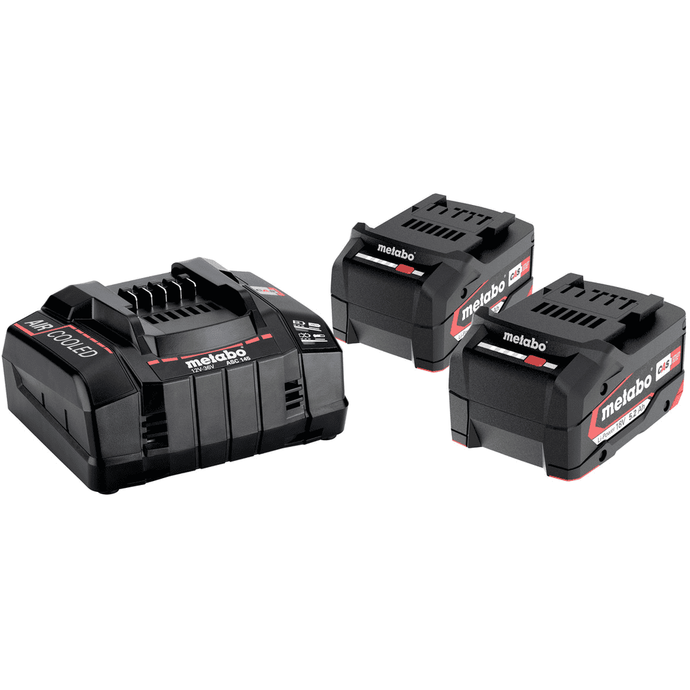 Metabo Set de base 18 V Li-Ion 5.2 Ah, 2 x batteries et chargeur ASC 145