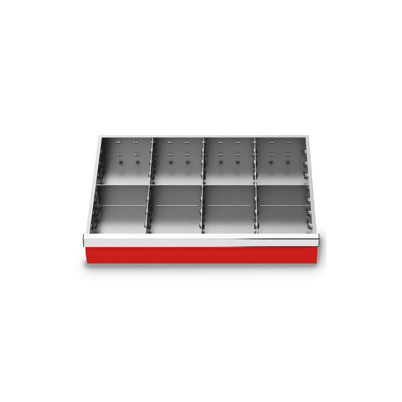 Metalleinteilung 7teilig, R 24-16, Schubladennutzmass 600 x 400 mm, 4 Blendenhöhen