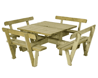 PLUS Combi-Meuble de jardin, imprégné sous pression, quadrangulaire, 2370 x 2370 x 720 / 840 mm