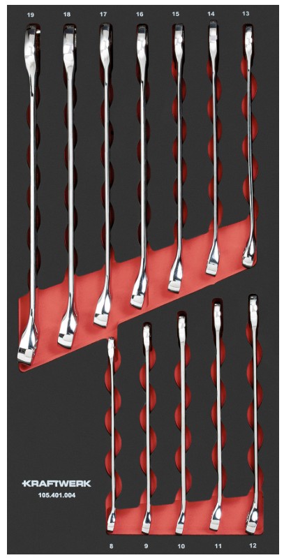 KRAFTWERK PRO LINE EVA Ringgabelschlüssel-Einlage, 200 x 400 mm, 12-teilig