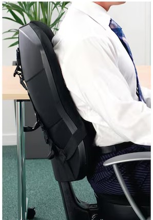 Support dorsal et lombaire avec coussin en mousse à mémoire de forme en 3 parties, pour chaises de bureau, noir