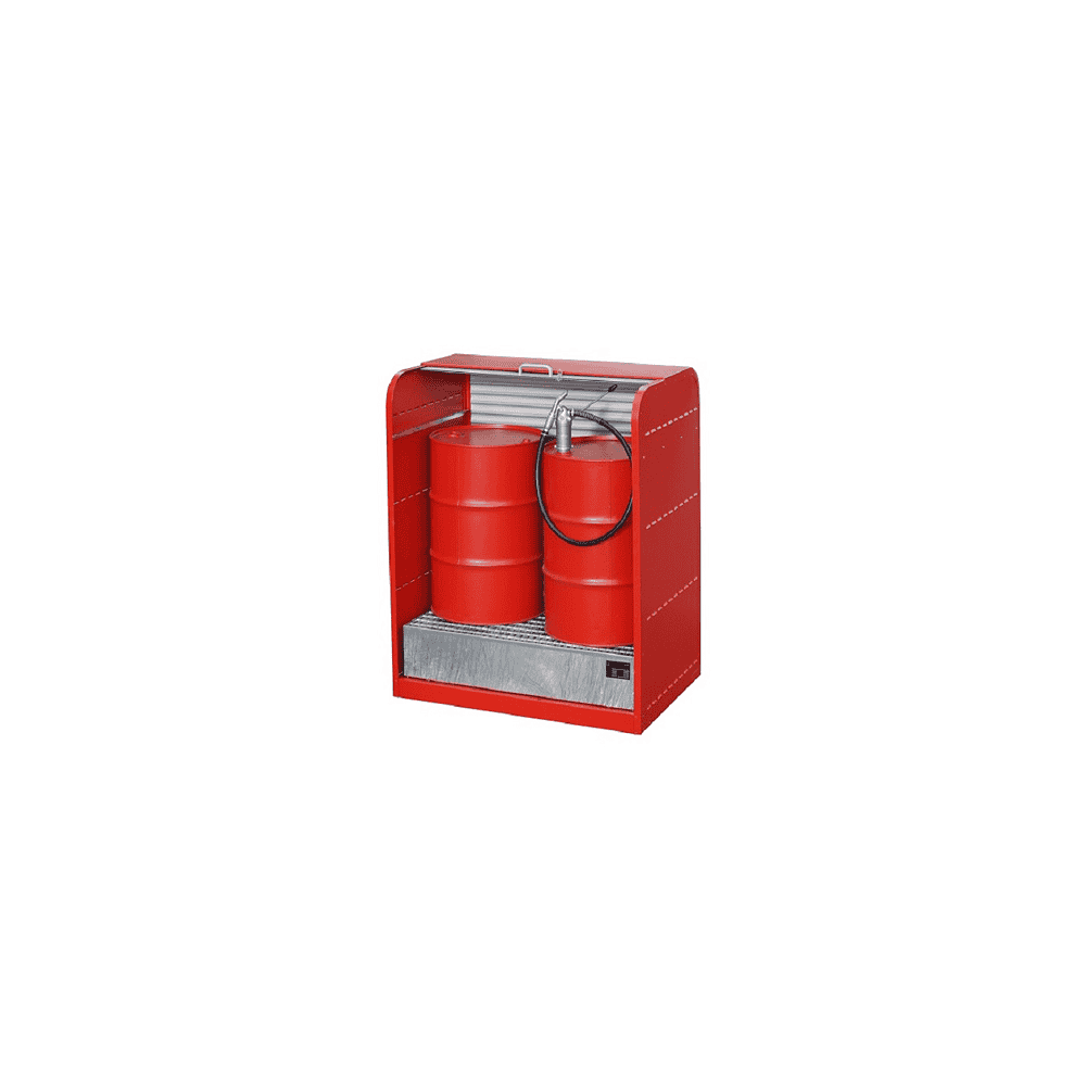 Gefahrstoff-Rollladenschrank TYP RSG - 2x 200 Liter Fässer - rote Farbe