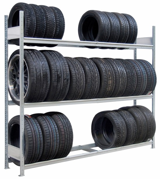 Schulte Rayonnage à grandes travées pour roues et pneus, galvanisé, charge admissible de 400 kg par niveau, disponible en plusieurs versions