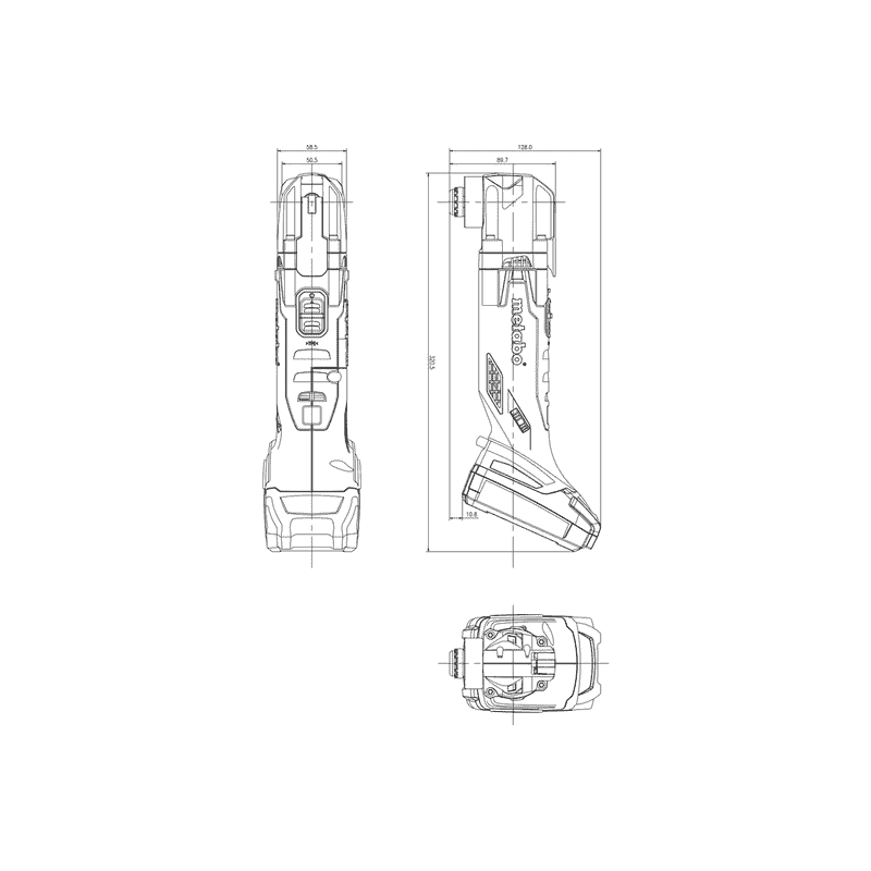 Metabo Akku-Multitool MT 18 LTX Compact, 18 V mit 2x Li-Power Akkus (18 V / 2.0 Ah), Ladegerät, metaBOX 145 L und Zubehör