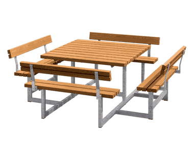 Picnic meuble de jardin combiné, divers coloris, avec dosseret, 2240 x 2240 x 760 / 450 mm