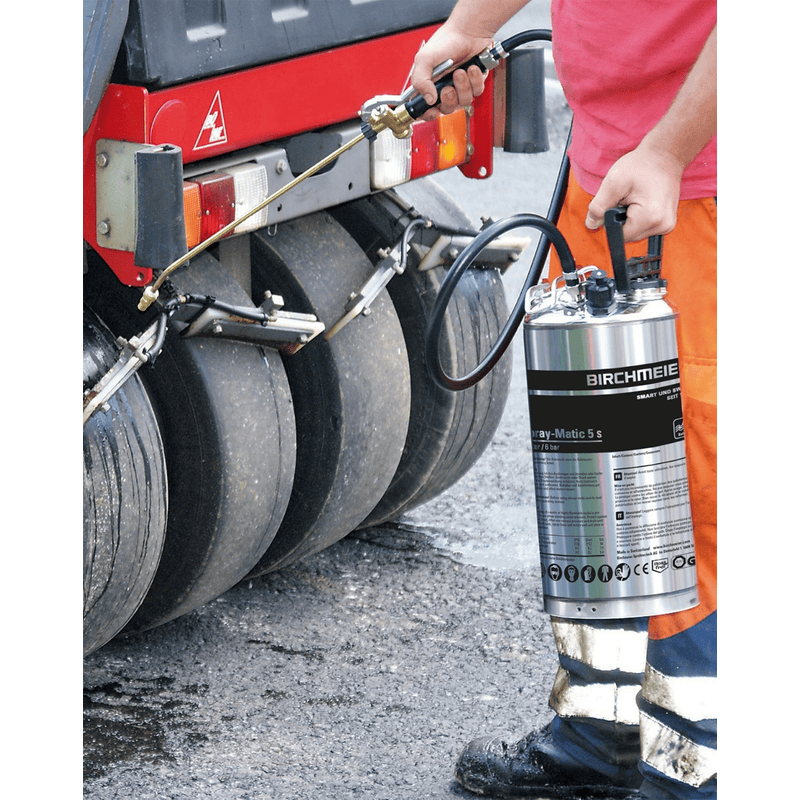 Birchmeier Druckspeicher-Sprühgerät Spray-Matic 5 S, für Bauprofis, mit Handpumpe und Pressluftanschluss, Füllmenge 5 l