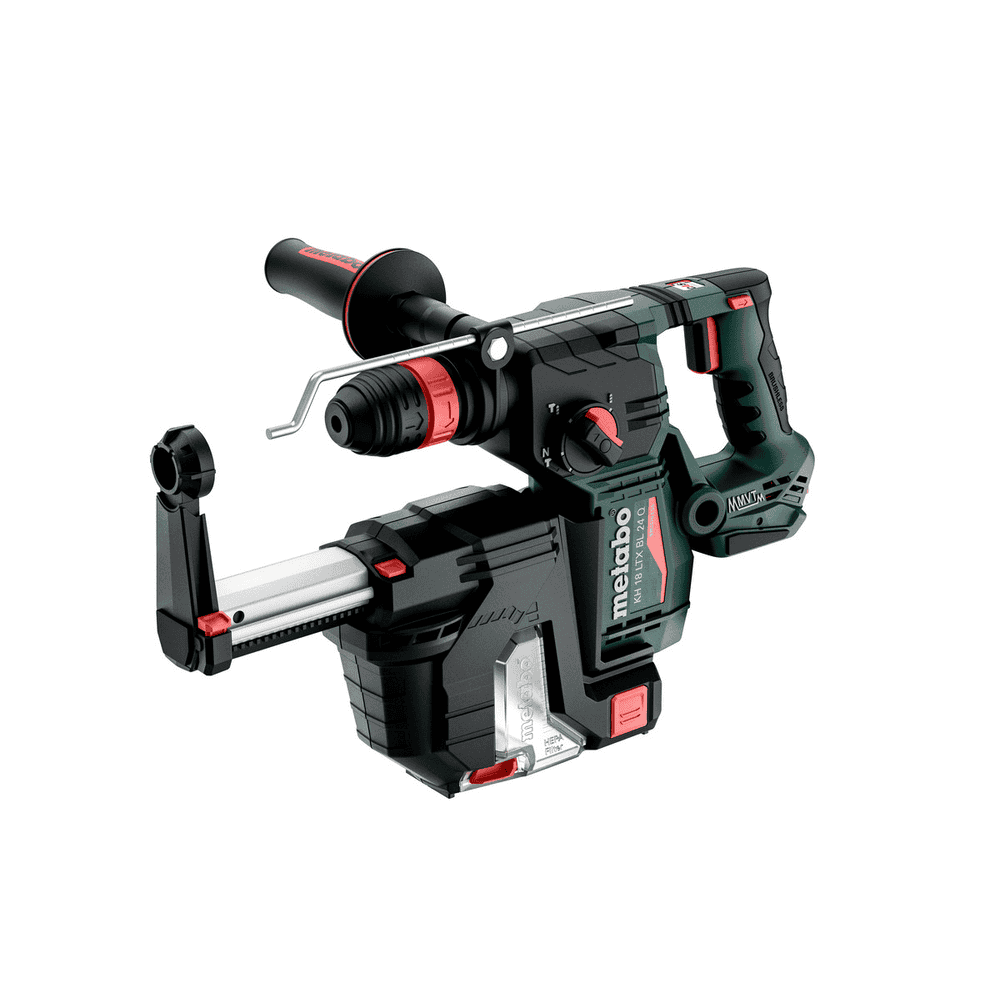 Metabo Akku-Hammer-Set KH 18 LTX BL 24 Q, 18 V (Solo) mit integrierter Staubabsaugung ISA 24 und metaBOX 185 XL