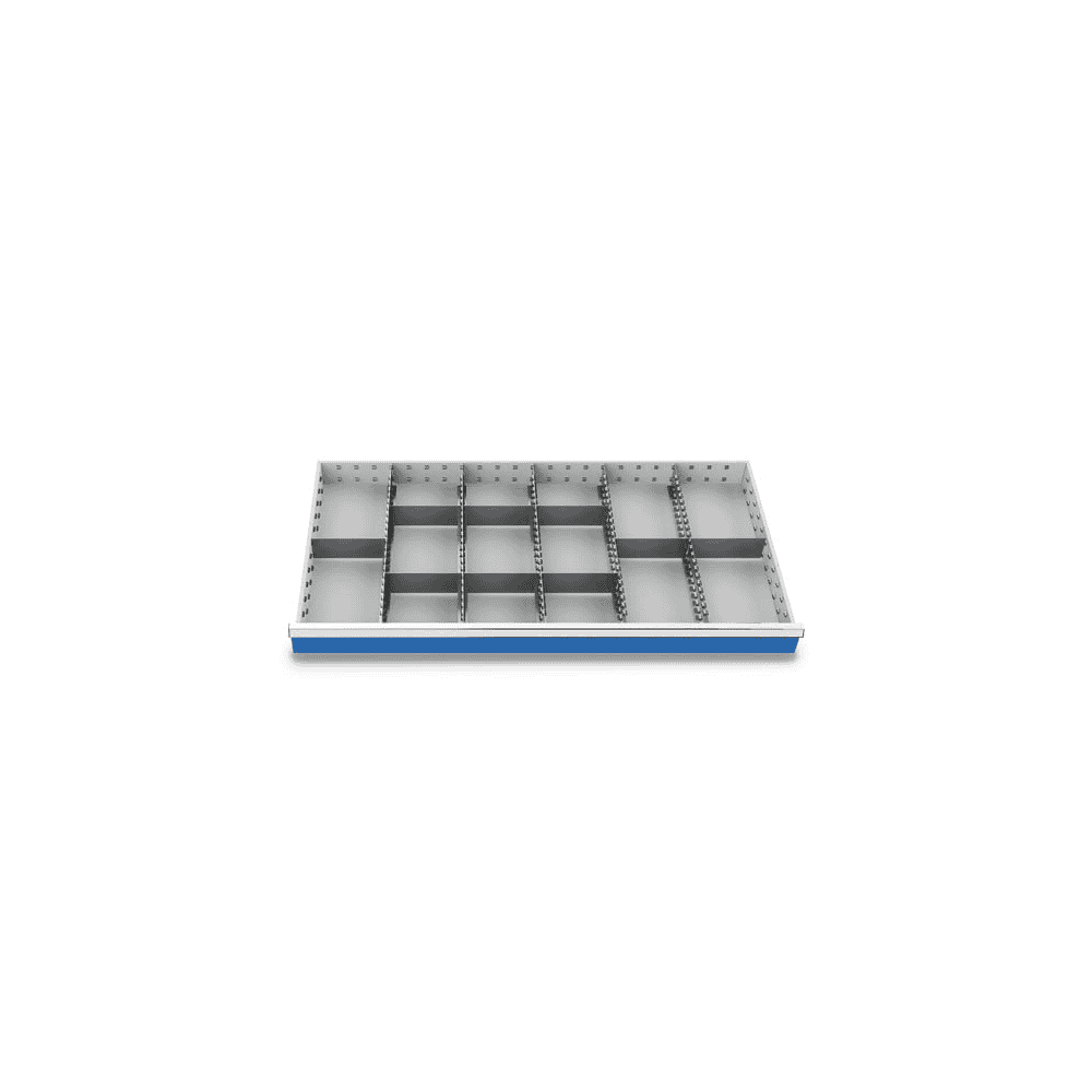 Compartimentage des métallique set 14 pièces, R 48-24, dimension utiles des tiroirs 1200 x 600 mm, en 4 hauteurs de façade
