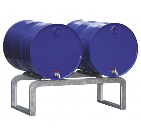 Supports galvanisés pour fûts de 60 l et 200 l, adaptés aux bacs de rétention en PRV, PE et acier