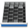 Compartimentage des métallique set 25 pièces, R 18-24, dimension utiles des tiroirs 450 x 600 mm, en 4 hauteurs de façade