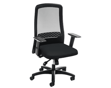 Chaise de bureau ECCON 7172, dossier haut en maille, mécanisme synchrone, noir