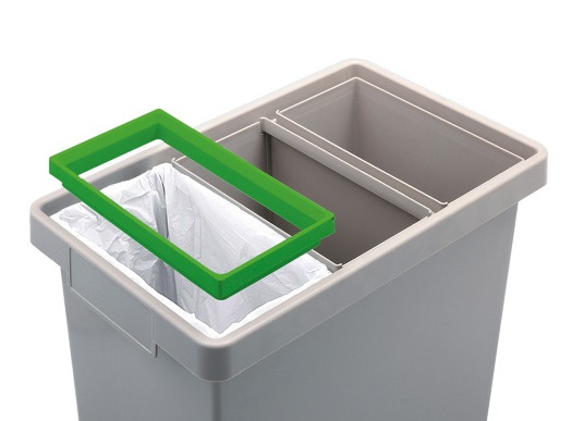 Poubelle plastique trois compartiments 40 l, pour le tri des déchets