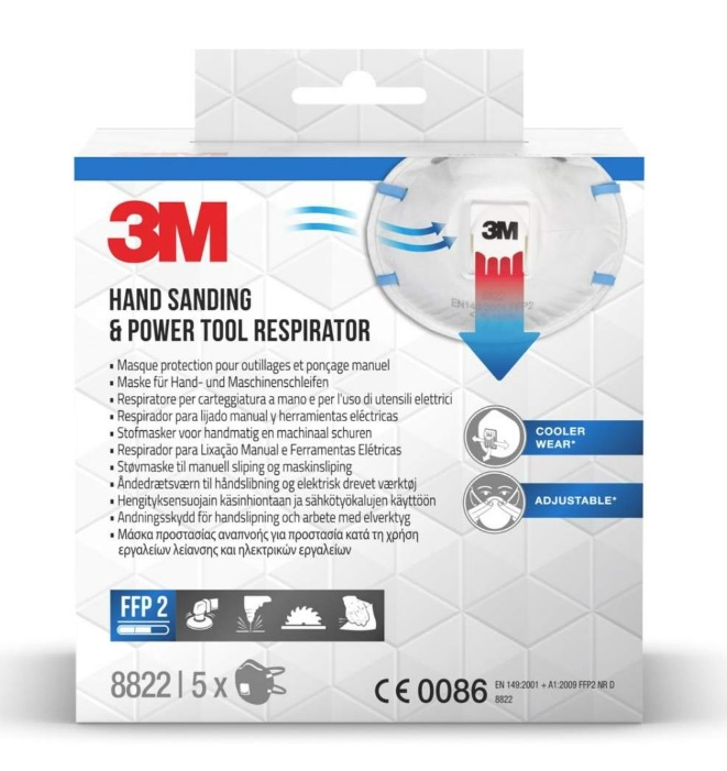 3M Masque de protection respiratoire 8822PRO5 blanc/bleu, 5 pièces