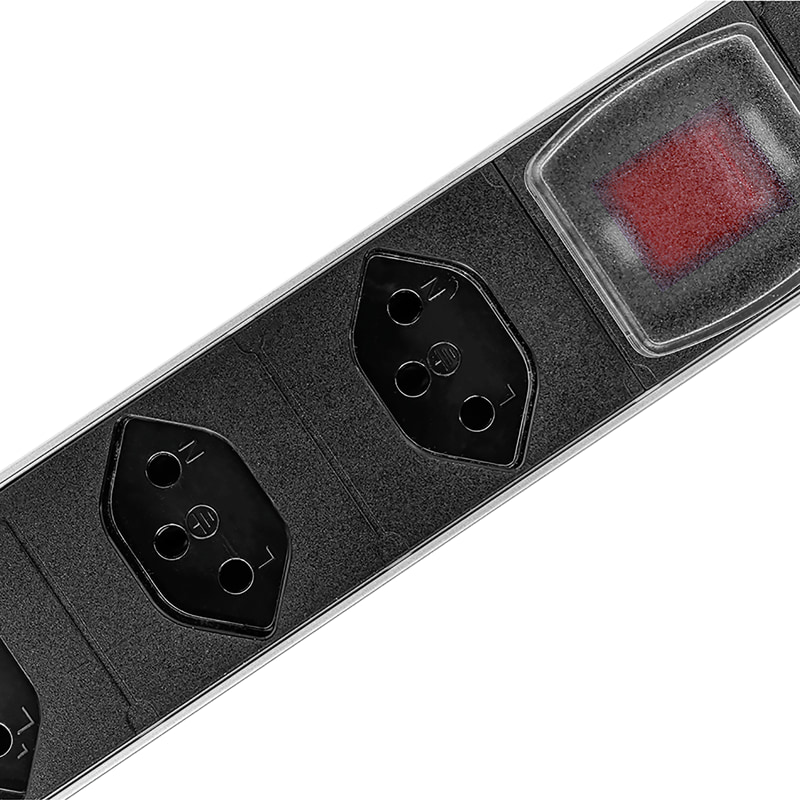 Steffen Steckdosenleiste ALU MODULAR SILVER, 5 x T13, 10 A, IP20, 3 m Kabel, mit Schalter, silber/schwarz