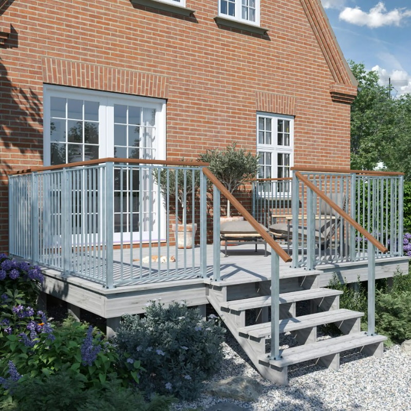 PLUS Poteaux en acier pour rampes d'escalier, avec socle et boulon, disponibles en 2 modèles différents