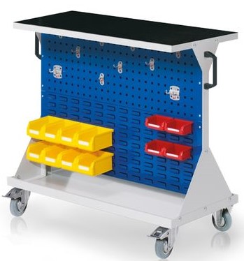 Bedrunka+Hirth RasterMobil® Rollwagen mit 12 Sichtlagerkästen, BxTxH 1000 x 500 x 890 mm