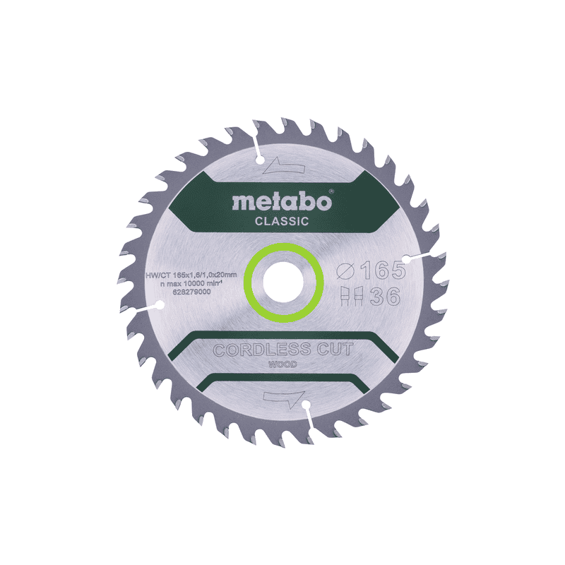 Metabo Kreissägeblatt "Curdless Cut Wood - Classic" 165 x 20 mm, Z36, WZ, 15°