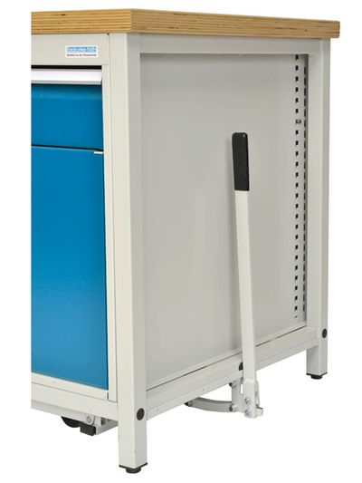 Bedrunka+Hirth Hub-Senkfahrgestell für Werkbänke, Farbe RAL 7035