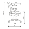 Bürostuhl Santini mit Armlehnen, schwarz, höhenverstellbar, 500 x 450 mm