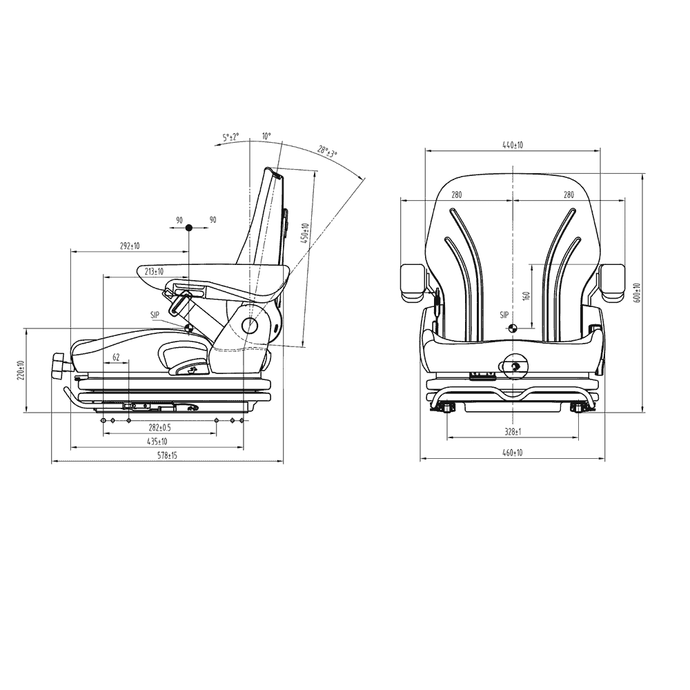 UnitedSeats MGV35 PVC, Siège ergonomique pour chariot élévateur & engin de chantier