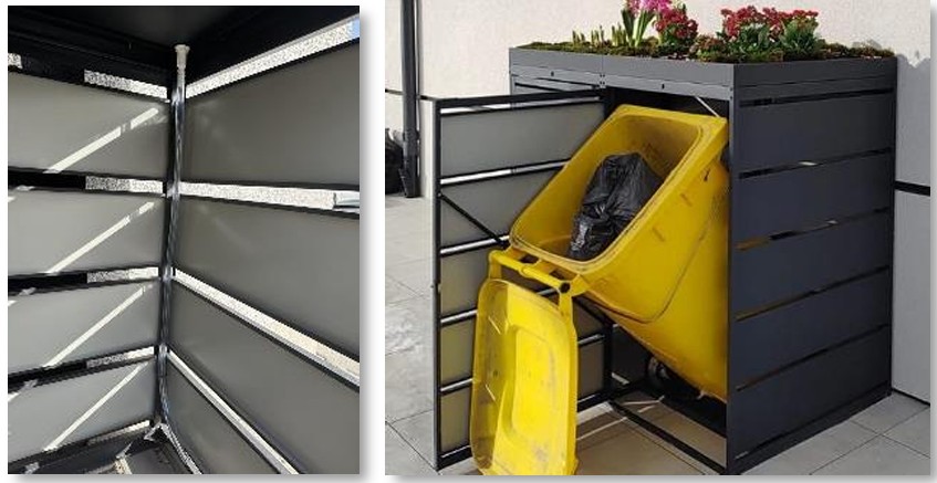 Mülltonnenbox mit Pflanzdach für 120-Liter Mülltonnen, Stahl verzinkt, in diversen Ausführungen