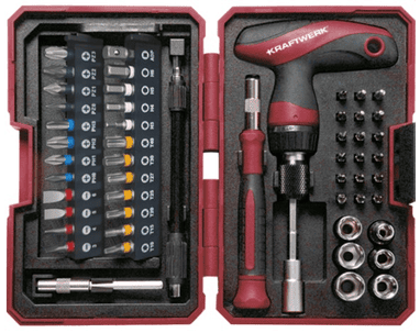 KRAFTWERK PRO LINE Ratschen-Schraubendreher-Satz 1/4", 53-teilig, mit T-Griff und Bit-Sortiment