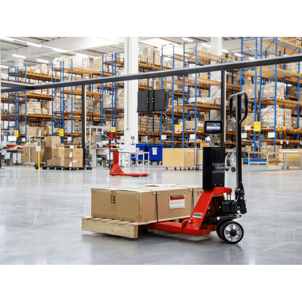 RAVAS Transpalette manuel avec balance 5200, capacité de charge 2000 kg, précision d'affichage 0,2 - 1 kg