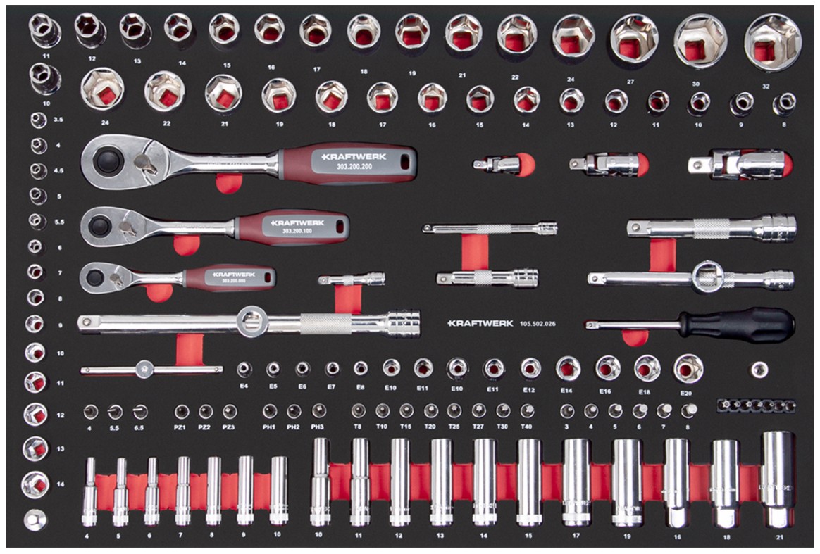 KRAFTWERK BT700 Werkstattwagen, 8 Schubladen, PRO+HT, inkl. Werkzeug, 296-teilig