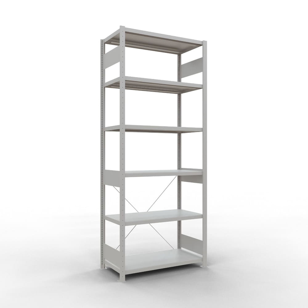 Schulte Fachbodenregal, modulares Stecksystem, einseitig nutzbar, RAL 7035 lichtgrau
