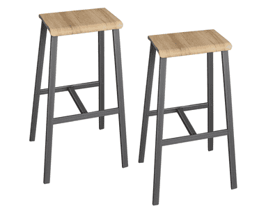 Barhocker Loris mit Fussstütze 2er-Set, Industrial-Design, in 2 Farben