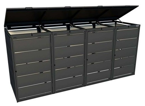 Abri pour poubelles de 240 litres, en acier galvanisé, RAL 7016, disponible en plusieurs modèles