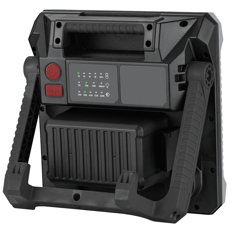 KRAFTWERK LED Arbeitslampe 5000 lm mit Akku, 5 Farbtemperaturen, IP65, kompatibel mit AMP-, Makita- und CAS-Akkus