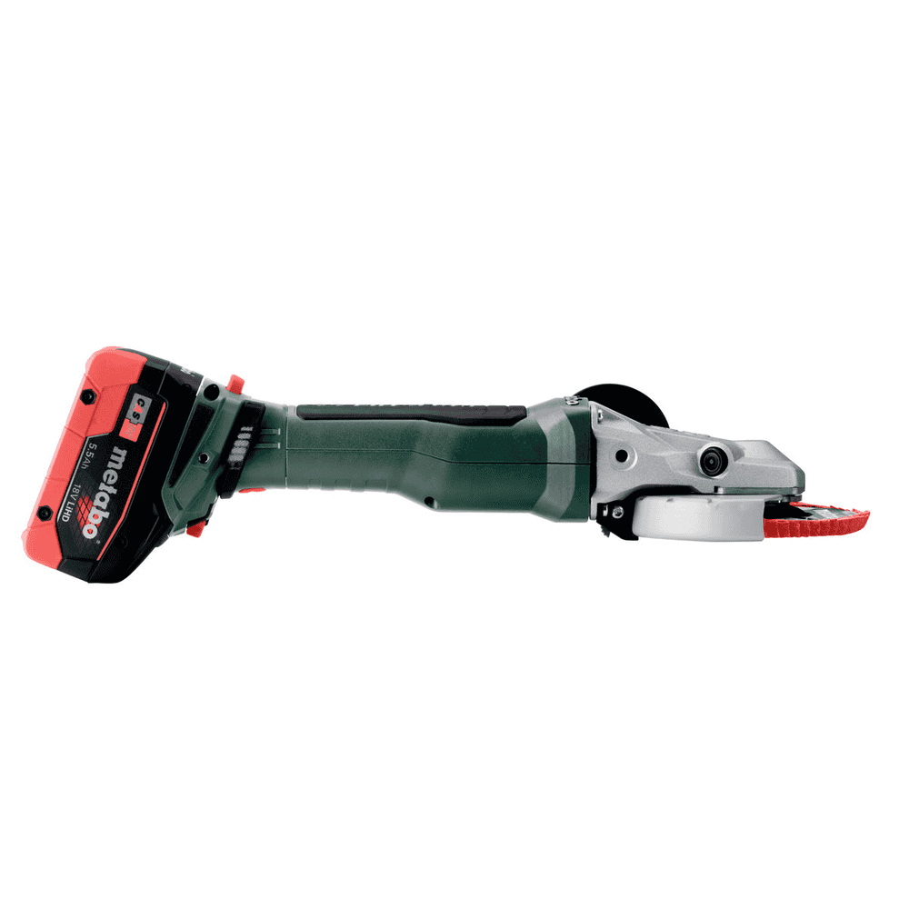 Metabo Akku-Flachkopf-Winkelschleifer WVBF 18 LT BL 11-125 Quick, 18 V (Solo) mit metaBOX 165 L