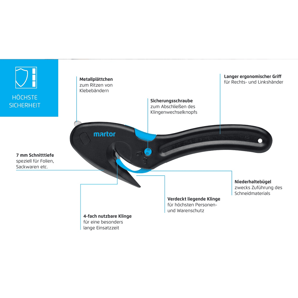 Martor Sicherheitsmesser SECUMAX EASYSAFE, Schnitttiefe 7 mm
