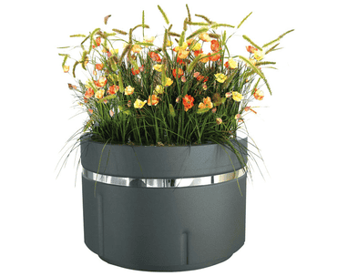 Runder Blumentopf aus Stahl