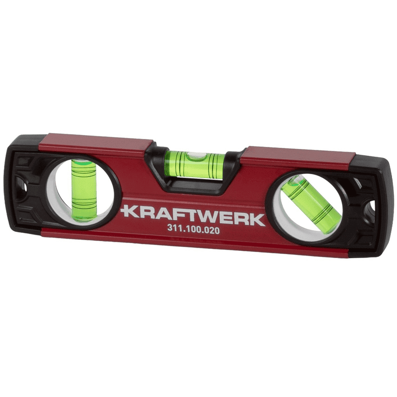 KRAFTWERK Torpedo Wasserwaage magnetisch, 200 mm, 3 Libellen, Genauigkeit 1 mm/m