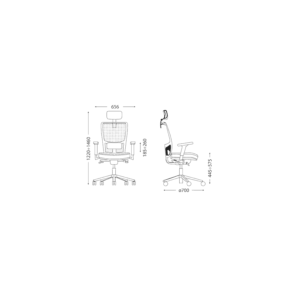 Chaise de bureau Wallstreet avec dossier respirant et appui-tête, noir
