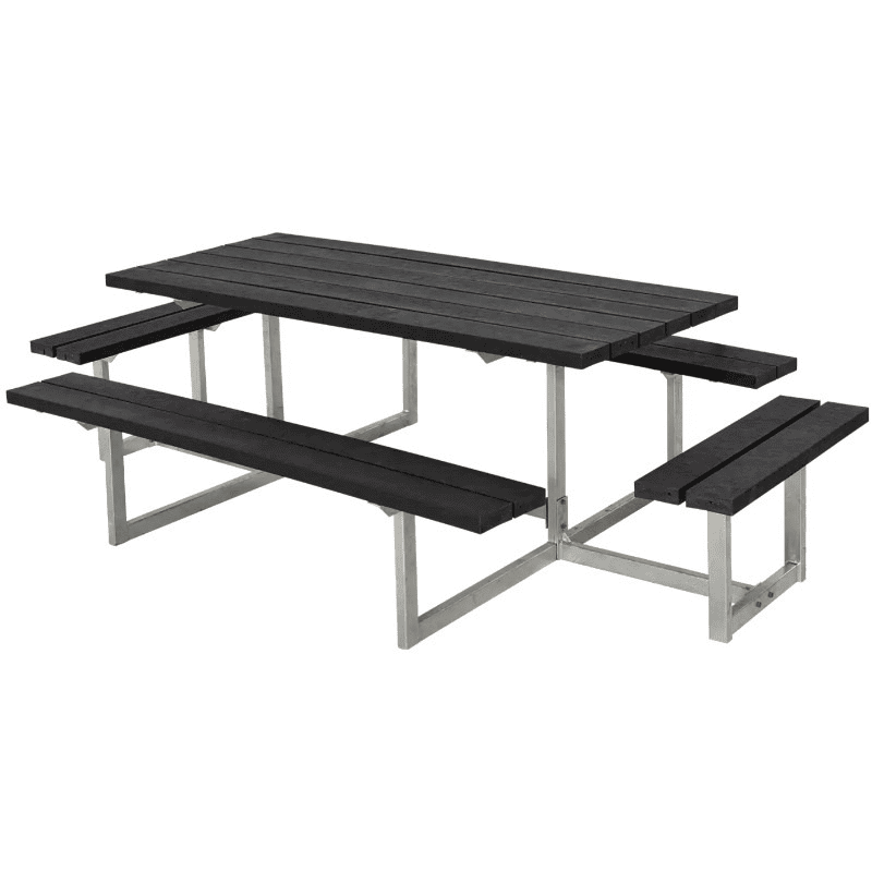 PLUS Basic Ensemble de mobilier de jardin RePlast, noir, disponible en plusieurs modèles