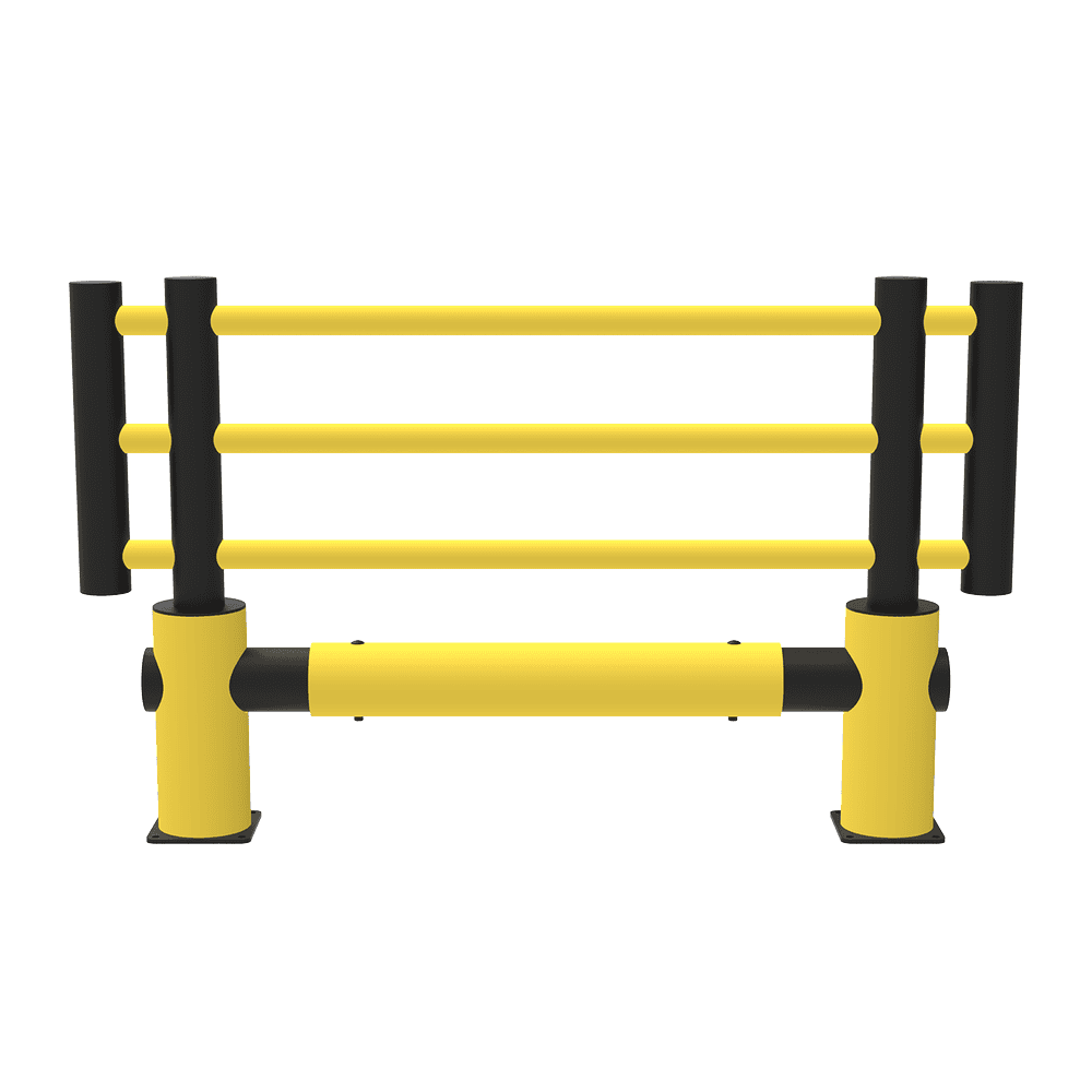 Grille de protection des machines "Kilo", hauteur 1200 mm, jaune-noir, en 3 largeurs