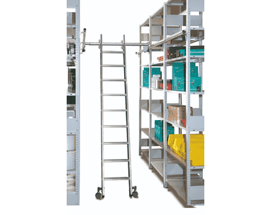 Schulte Échelle de rayonnage en aluminium pour rayonnages doubles, à déplacement latéral