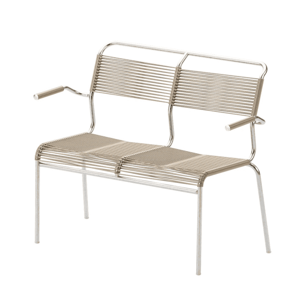 Schaffner Banc double Spaghetti Säntis avec accoudoirs, L x P x H 1070 x 580 x 850 mm, disponible en plusieurs versions