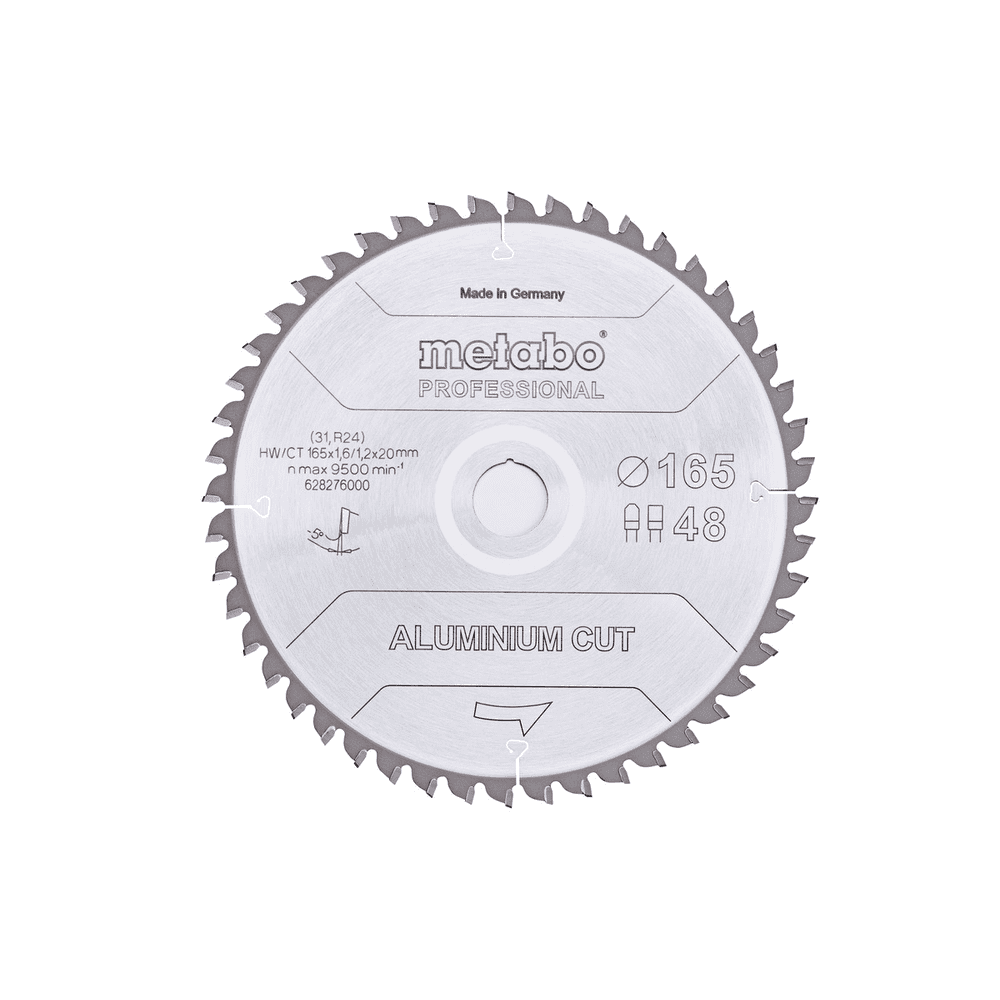 Metabo Kreissägeblatt "Aluminium Cut - Professional" 165 x 20 mm, Z48, FZ / TZ, 5° negativ