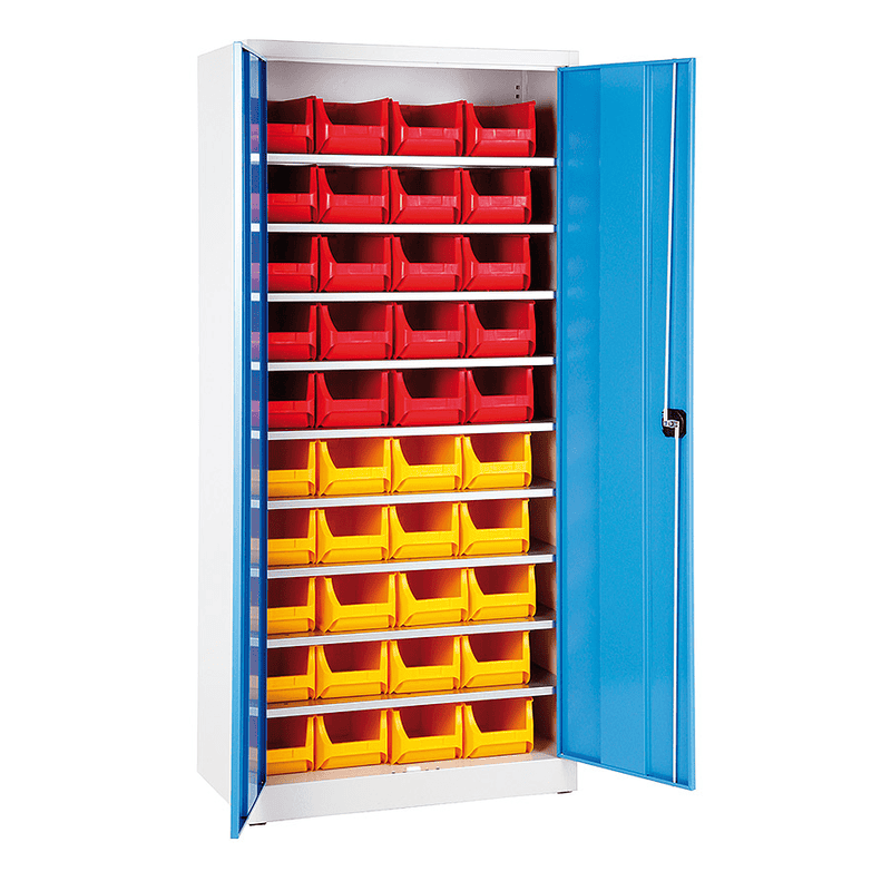 Magazinschrank mit 40 Sichtlagerkästen