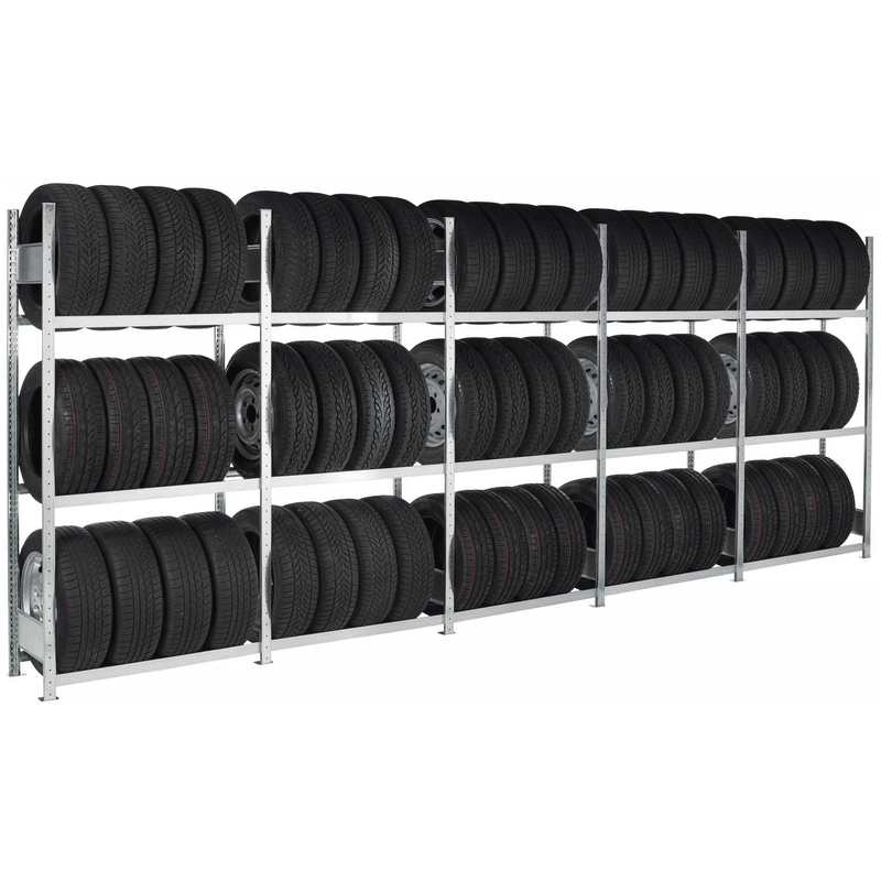 Schulte Set d’étagères pour pneus/roues pour conteneur, galvanisé, hauteur 2000 mm, charge par niveau 150 kg, pour 2 tailles de conteneurs
