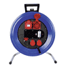 Steffen Kunststoff-Kabelrolle PROFESSIONAL, 2xCEE16/5 + 3xT25 Bauflex, 5G2.5 mm², 16 A, Thermoschutz, IP44, blau