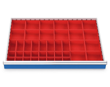 Bacs à petites pièces set 40 pièces, R 36-24, dimension utiles des tiroirs 900 x 600 mm, en 3 hauteurs de façade