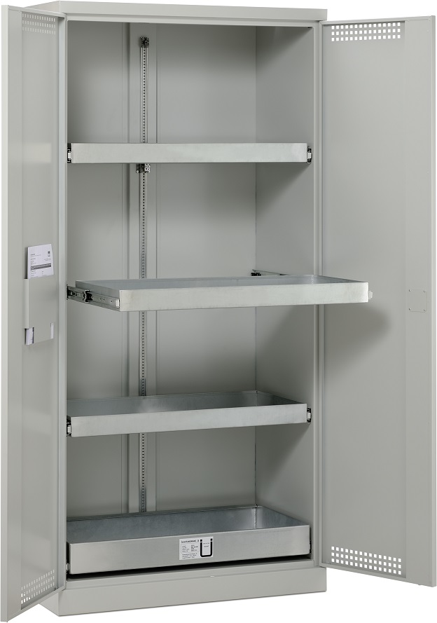 Armoire huiles, tiroirs coulissants