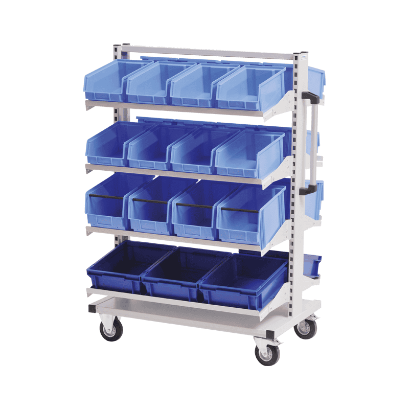 Bedrunka+Hirth Multi-Wagen, 8 x neigbarer Fachboden, 990 x 610 x 1450 mm